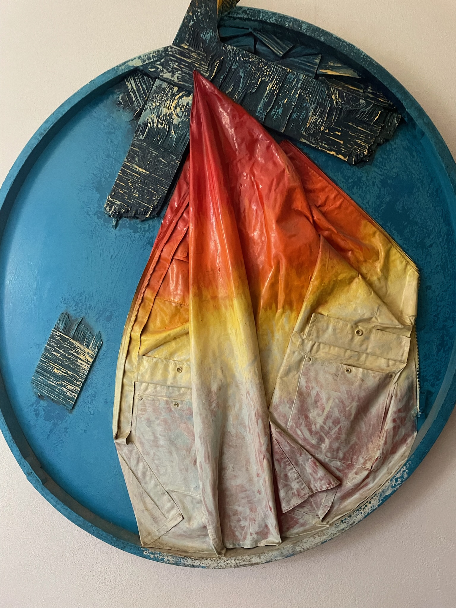 Montico House 32 - Textile detail - artwork with reflected self-portrait