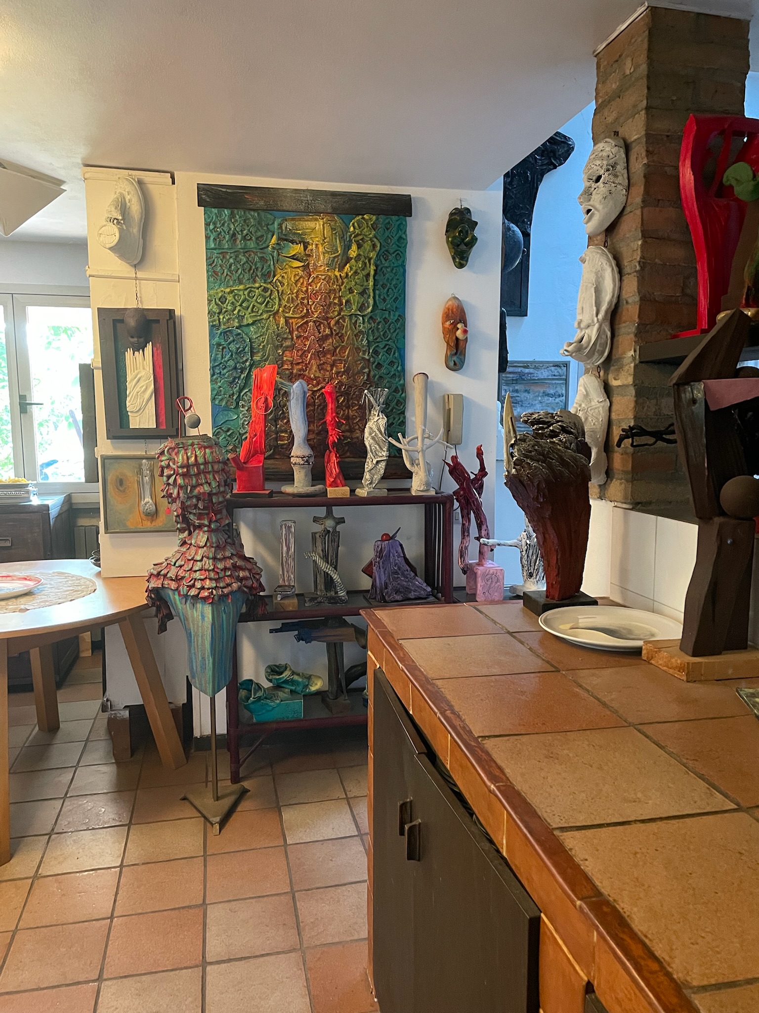 Montico House 47 - Active studio - table, sculptures, and tools