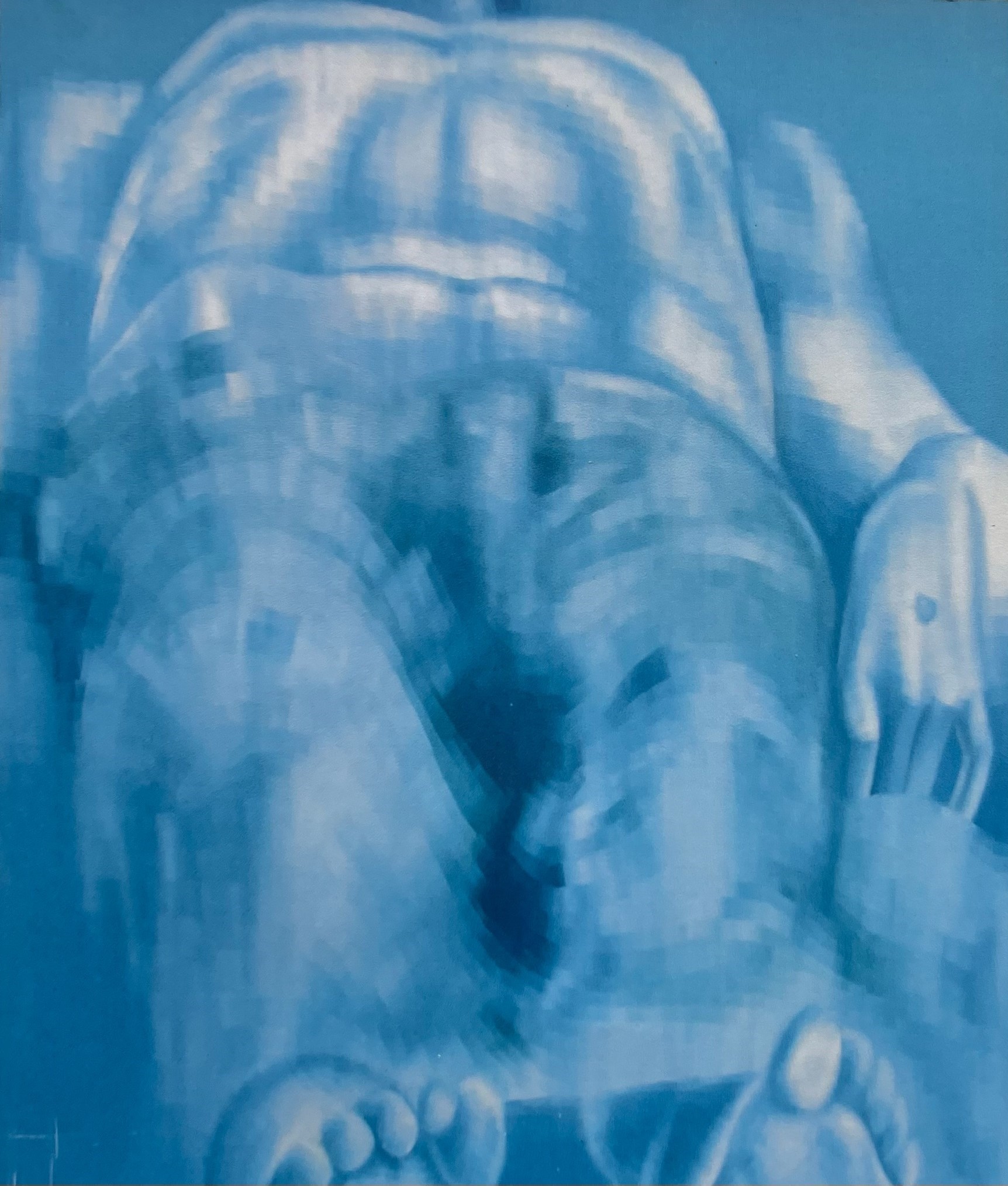Blue figure (1971), inspired by Mantegna's The Dead Christ